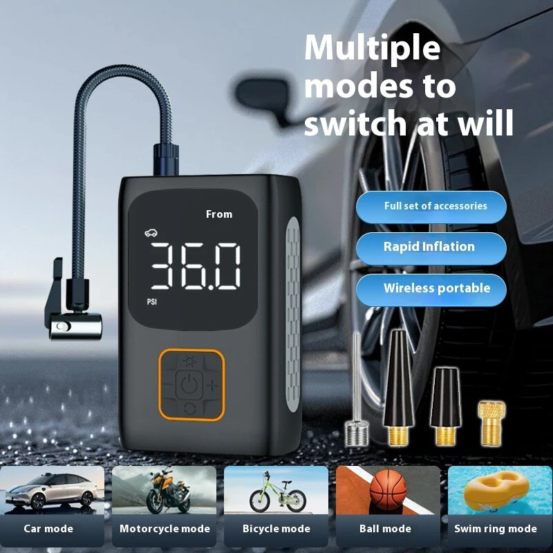 150 PSI Portable Smart Car Air Pump Intelligent Cordless Digital Display Car Tire Inflation Electric Vehicle Tire Air Pump for  Bicycle Bike Ball — view 5