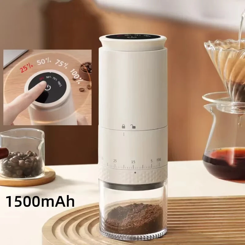 1500mAh Electric Coffee Grinder Conical Coffee with LED Touch Screen Burr Grinder Externally Adjustable Bean Grinding Machine Kaffe Bohnen Grinder — view 3