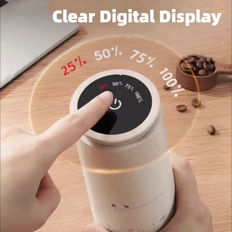 1500mAh Electric Coffee Grinder Conical Coffee with LED Touch Screen Burr Grinder Externally Adjustable Bean Grinding Machine Kaffe Bohnen Grinder — view 4