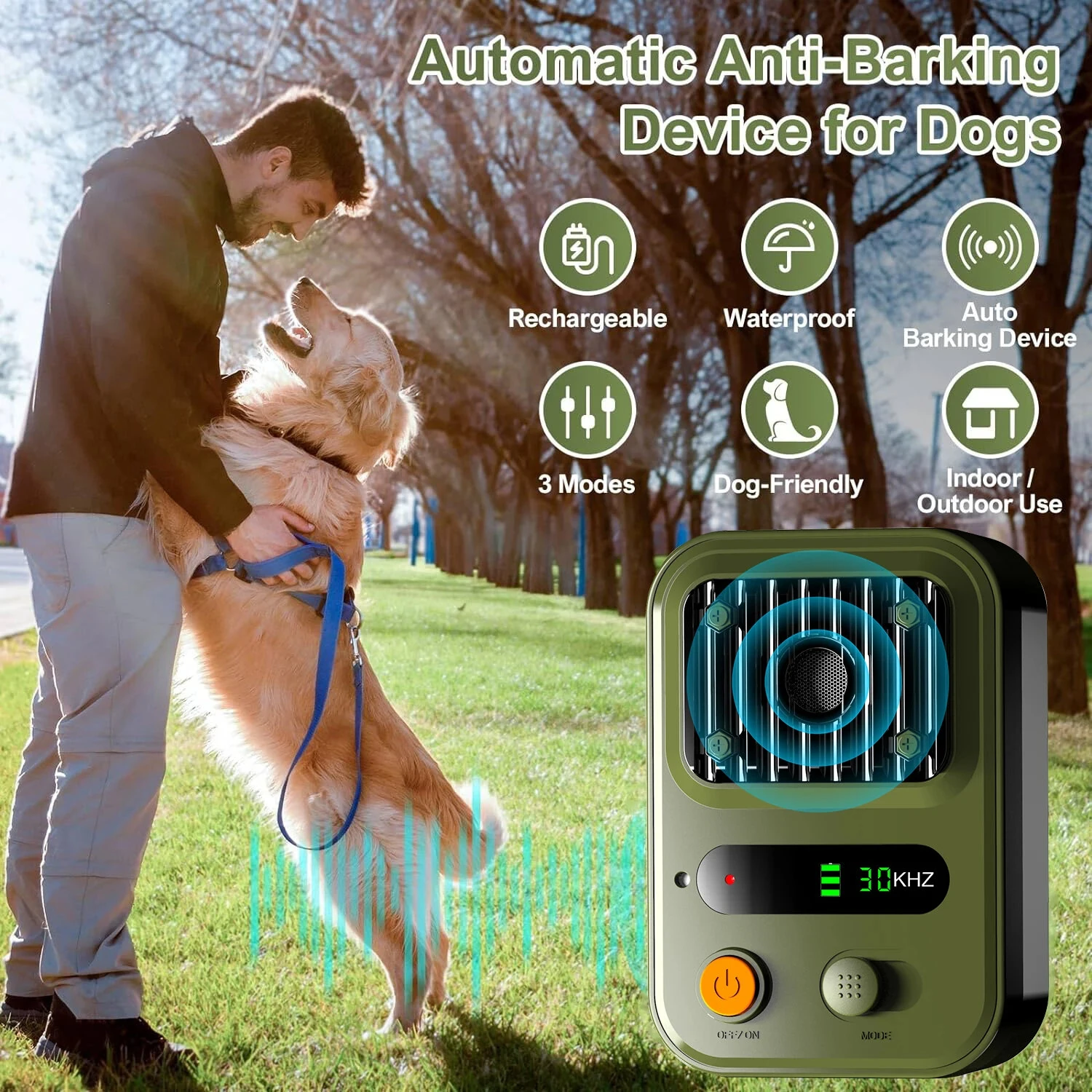 1500mAh Portable Ultrasonic Outdoor Dog Bark Stopper Ultrasonic Barking Stop Device for Dog Noise Prevention Training Device Dog Automatic Driving Device — view 7