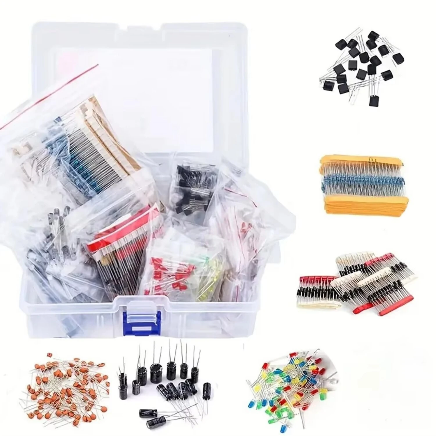 1500Pcs Electronic Components Starter Kit 3/5mm LED Lights Emitting Resistors Capacitors Set for Arduino DIY Electronics Starter — image 1