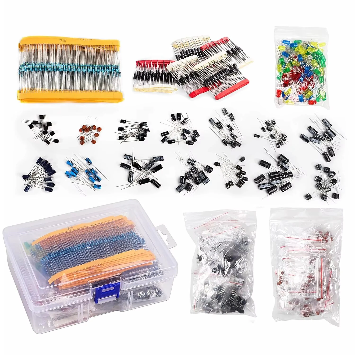 1500Pcs Electronic Components Starter Kit 3/5mm LED Lights Emitting Resistors Capacitors Set for Arduino DIY Electronics Starter — view 2