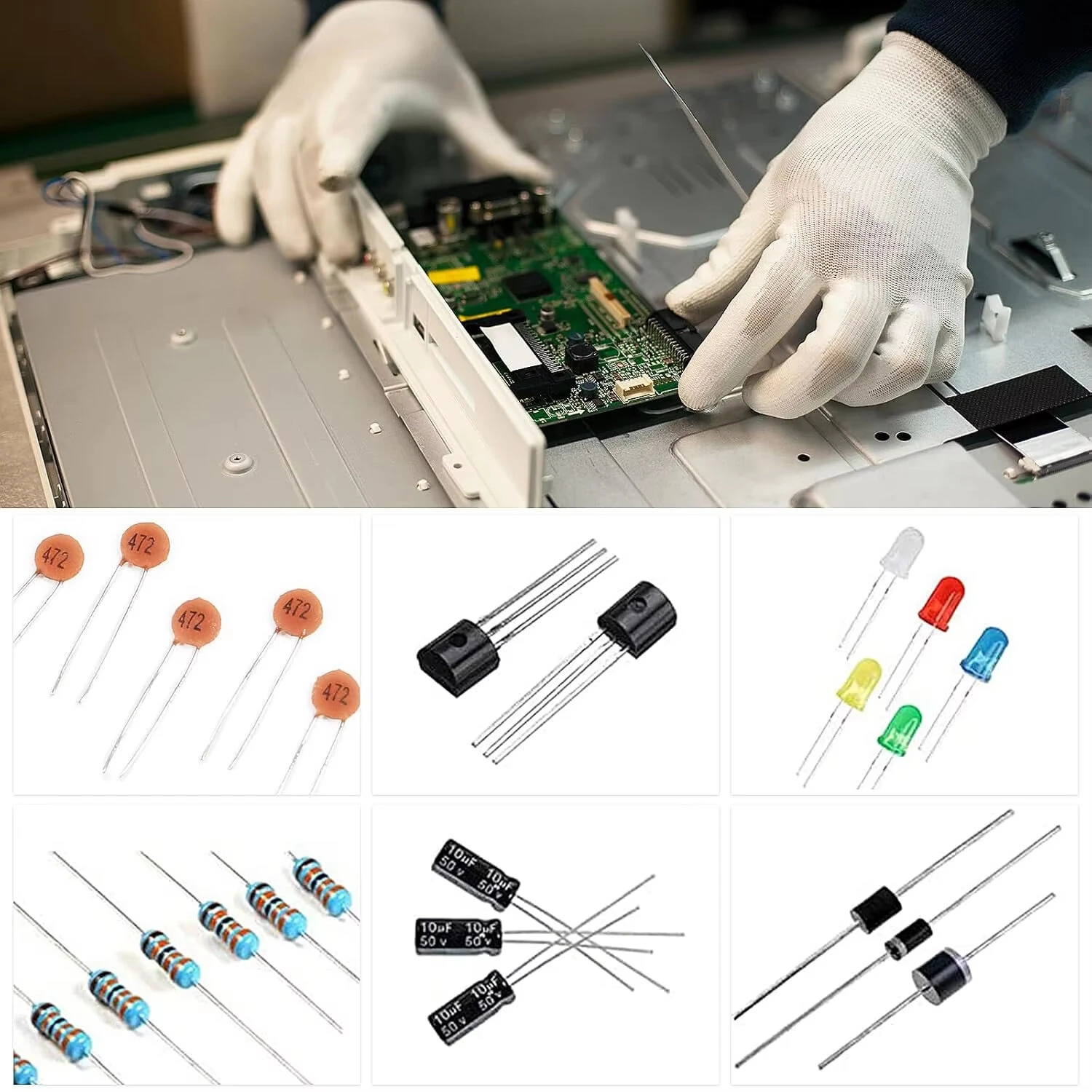 1500Pcs Electronic Components Starter Kit 3/5mm LED Lights Emitting Resistors Capacitors Set for Arduino DIY Electronics Starter — view 5