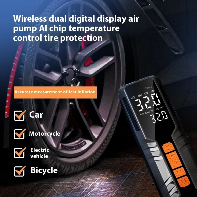 150Psi Portable Smart Electric Air Pump Power Bank Preset Tire Pressure 6000mAh Cordless Dual Digital Display Air Compressor — view 3