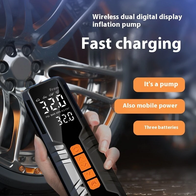 150Psi Portable Smart Electric Air Pump Power Bank Preset Tire Pressure 6000mAh Cordless Dual Digital Display Air Compressor — view 6