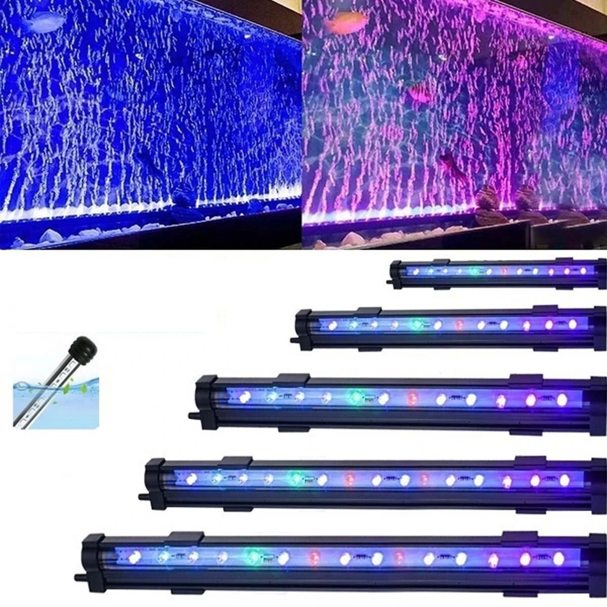 15CM/25.5CM/35.5CM/45.5CM/55.5CM Waterproof LED Fishes Tank Light RGB Aquarium Lights Multicolor Submersible Lamp — Pricio