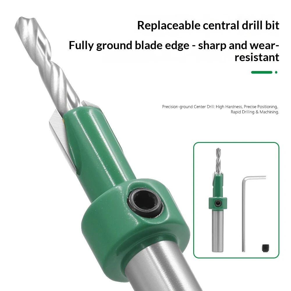 15Pcs 8mm Shank Adjustable Woodworking Countersink Drill Bit Set with TCT Router Bits S2 Magnetic Screwdriver Carbide Tipped bits for Softwood Hardwood MDF Wood Flush Trimming and Precise Screw Hole Drilling Kit — view 4