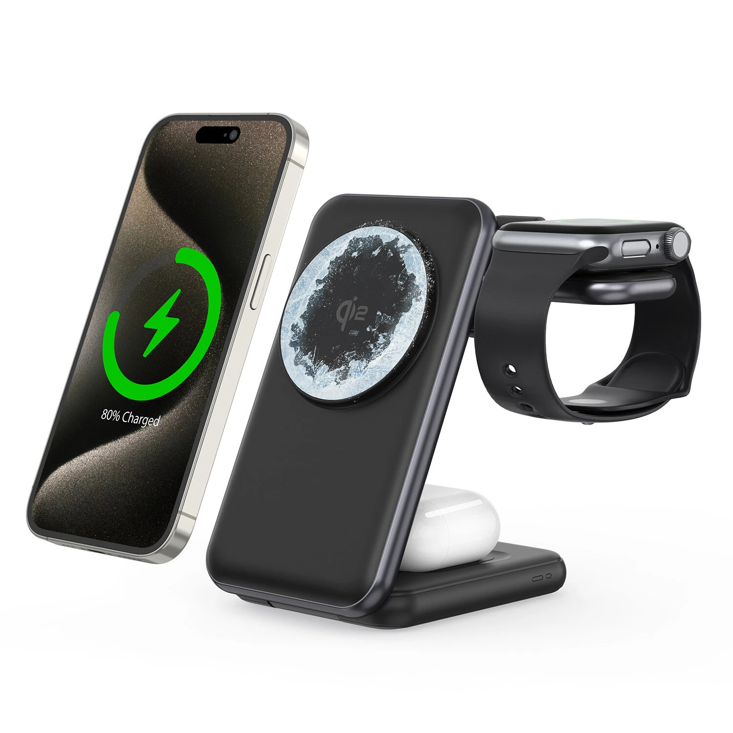 15W 3-in-1 Qi2 Magnetic Wireless Charger Fast Wireless Charging Station with Semiconductor Ice Cooling for Smart Phones for iPhone 17 17 Pro 16 15 14 Pro Max for Xiaomi 17pro for Samsung Galaxy Z TriFold for Huawei Mate XTs for Apple Watch for Airpods — Pricio