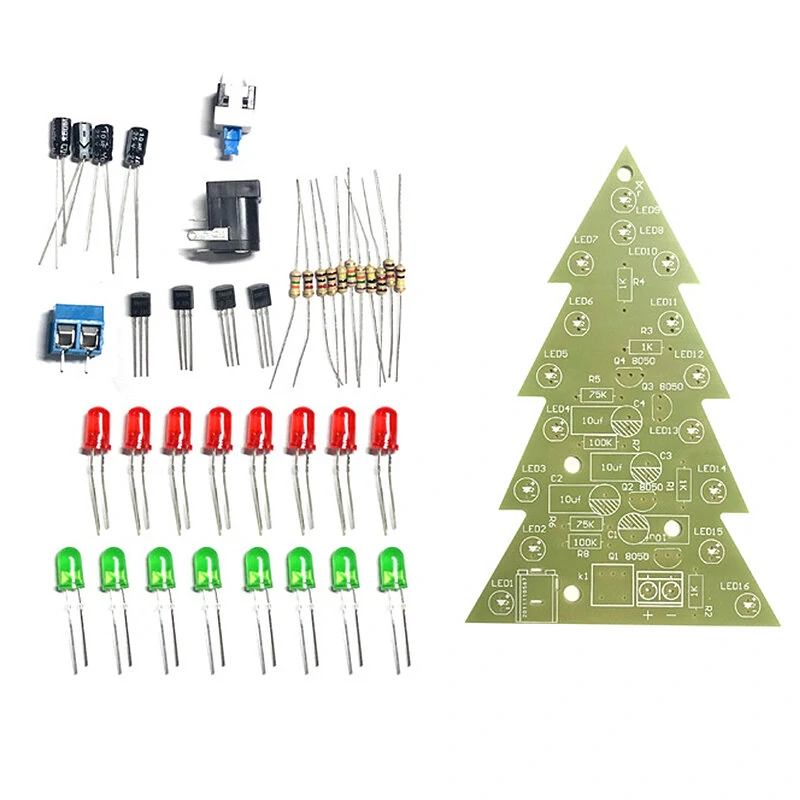 16-light Christmas Tree Components Tri-color/Colorful DIY Electronic Kits Electronics Training Exercises — view 2