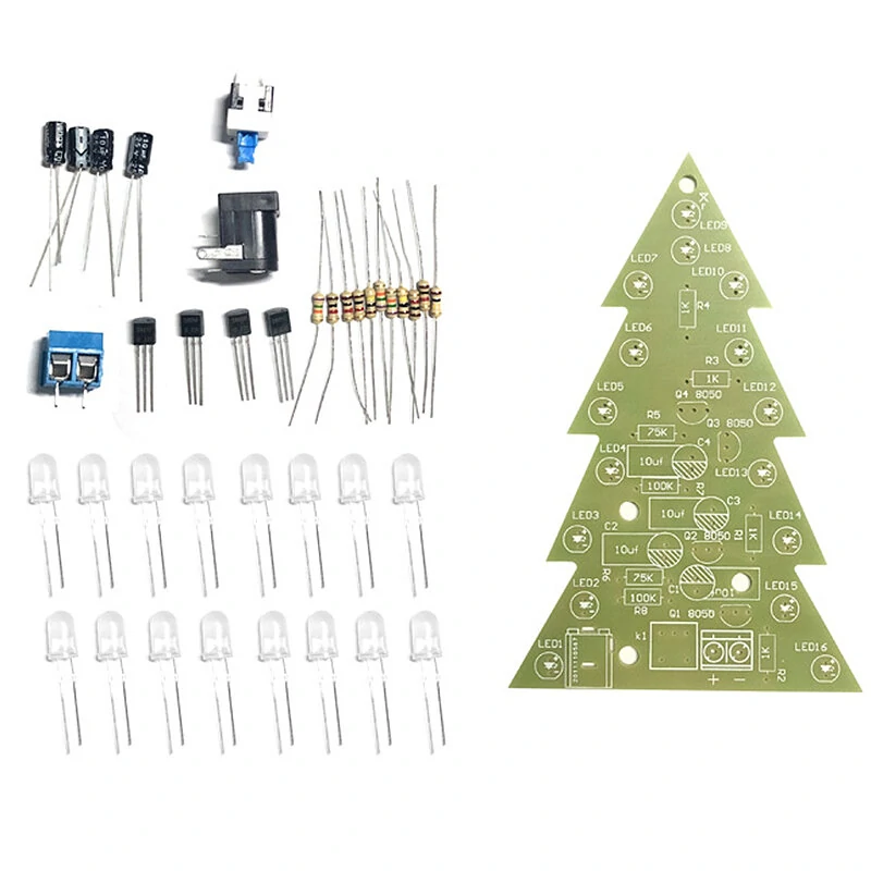 16-light Christmas Tree Components Tri-color/Colorful DIY Electronic Kits Electronics Training Exercises — view 3
