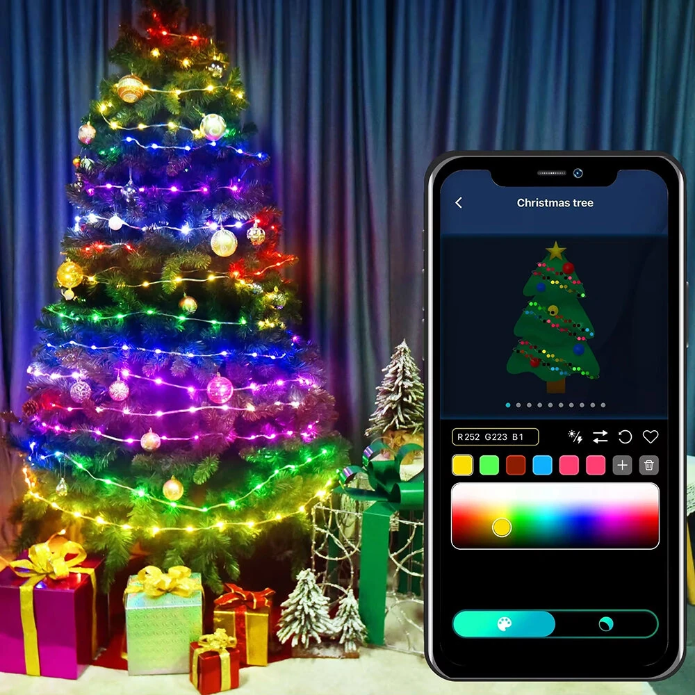 16.4ft /32.8ft /65.6ft iDeal LED Colorful USB LED Decorative String Lights with App Control Bluetooth Remote IP66 Waterproof for Holiday Room Decoration — Pricio