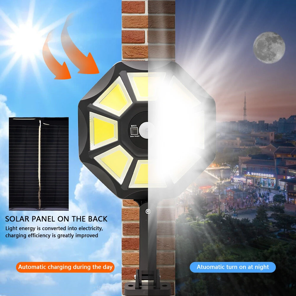 168 LEDs Solar Street Lights for Outdoor Wide Range Solar Lamp Waterproof Spotlights with Remote Control & Security Motion Sensor for Garden Yard Parking Lot Patio — view 3