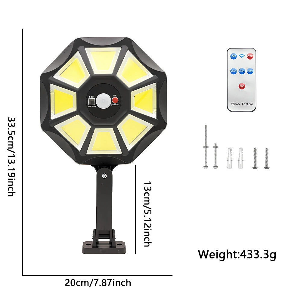 168 LEDs Solar Street Lights for Outdoor Wide Range Solar Lamp Waterproof Spotlights with Remote Control & Security Motion Sensor for Garden Yard Parking Lot Patio — view 7