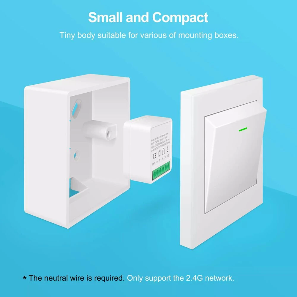 16A Mini Smart Wifi DIY Switch Support 2 Way Control Smart Home Automation Module Work with Alexa Google Home Smart Life App — view 5