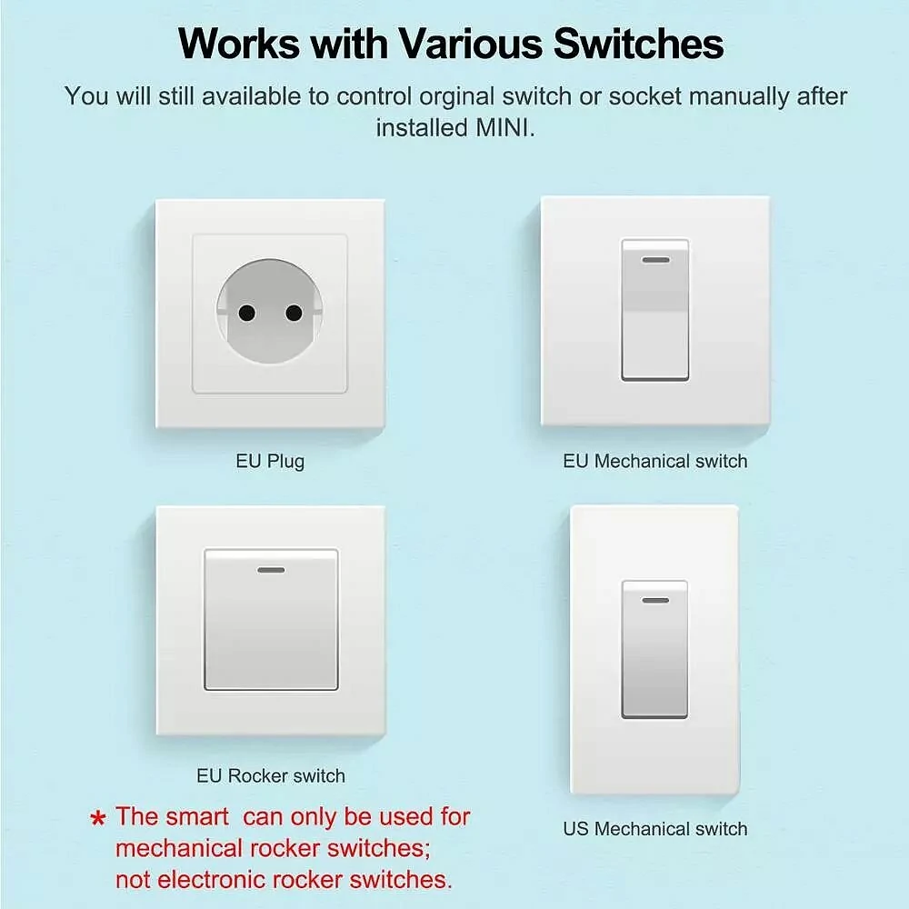 16A Mini Smart Wifi DIY Switch Support 2 Way Control Smart Home Automation Module Work with Alexa Google Home Smart Life App — view 6