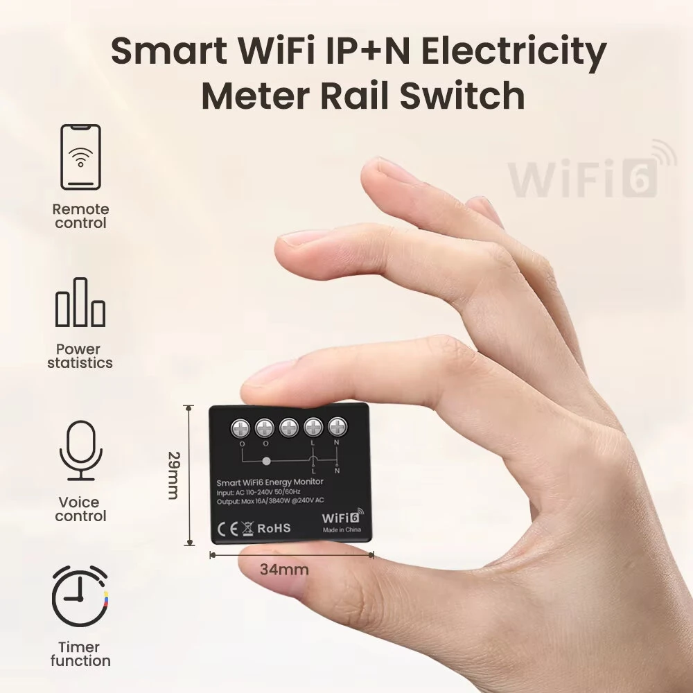 16A Tuya WiFi6 Smart Energy Meter Power Monitor Electricity Statistics APP Remote Control Works with Alexa Google Home — view 3