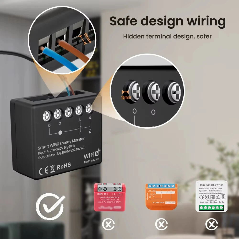16A Tuya WiFi6 Smart Energy Meter Power Monitor Electricity Statistics APP Remote Control Works with Alexa Google Home — view 5