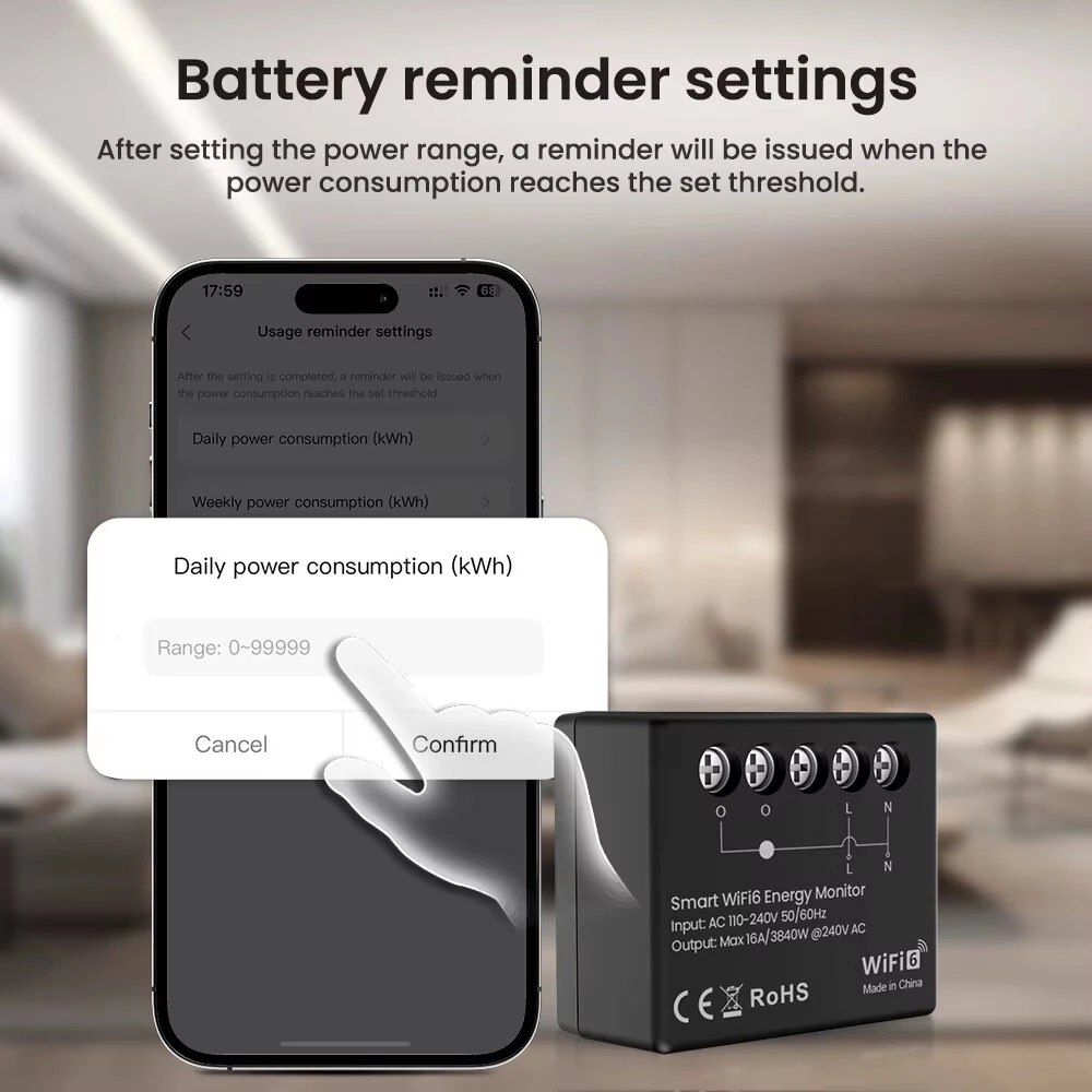 16A Tuya WiFi6 Smart Energy Meter Power Monitor Electricity Statistics APP Remote Control Works with Alexa Google Home — view 6