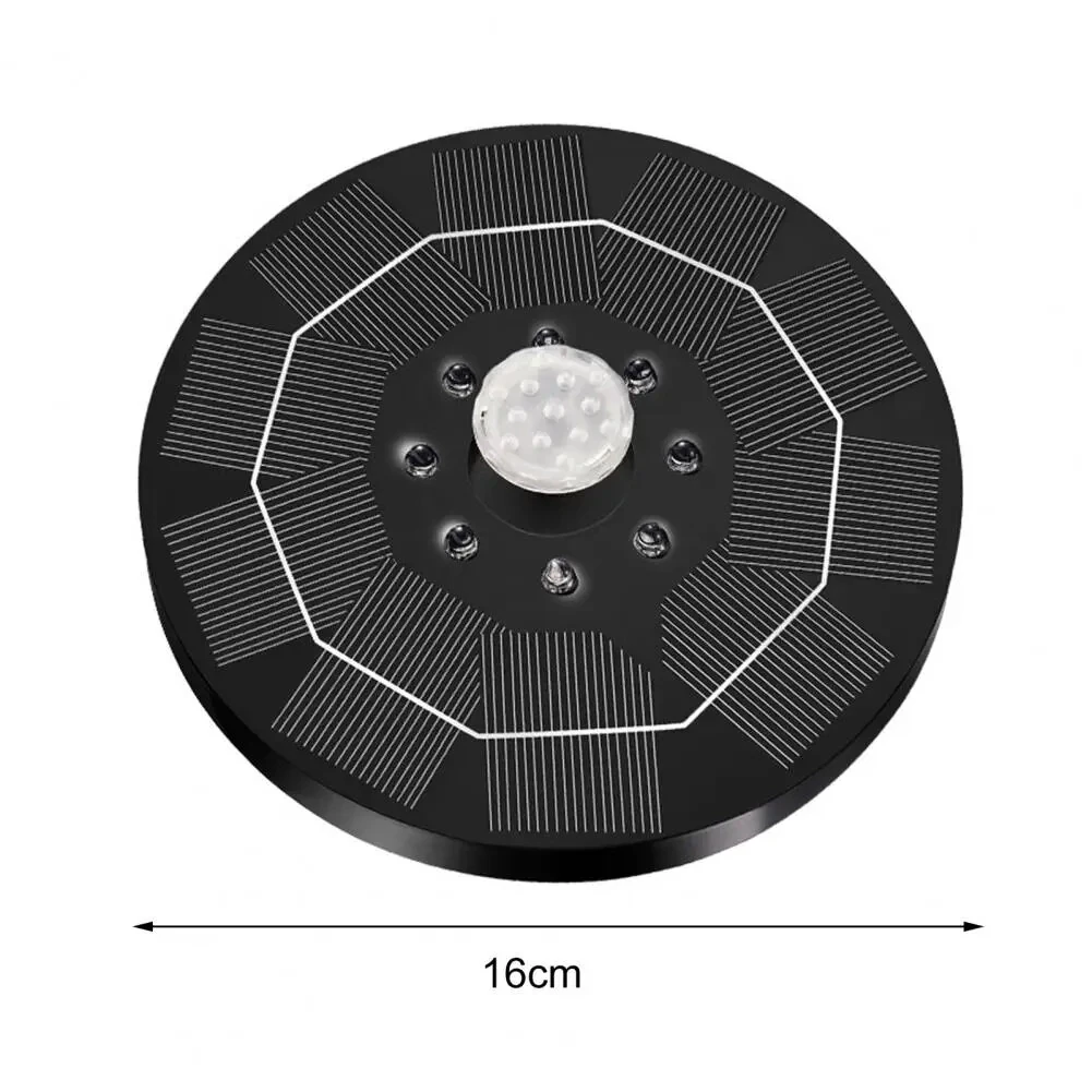 16cm Solar Floating Fountain with Lights 3W LED Solar Bird Bath Light Sensor with 6 Nozzles Auto On Off for Garden Decoration — view 10