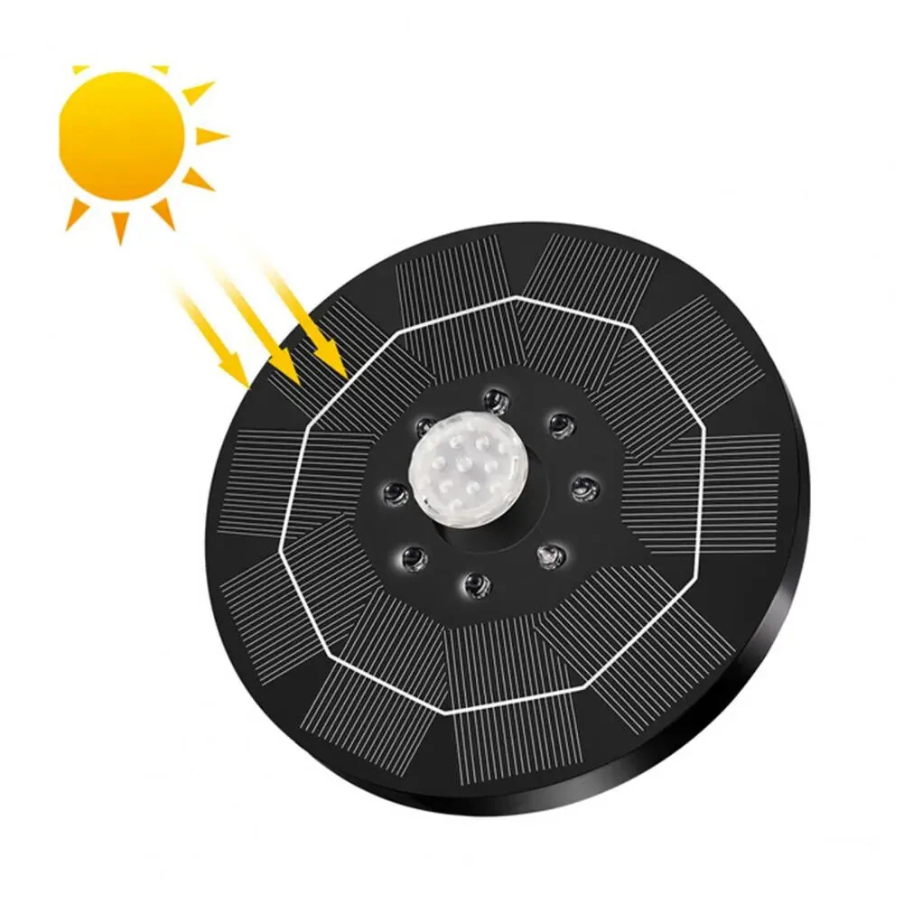 16cm Solar Floating Fountain with Lights 3W LED Solar Bird Bath Light Sensor with 6 Nozzles Auto On Off for Garden Decoration — view 2