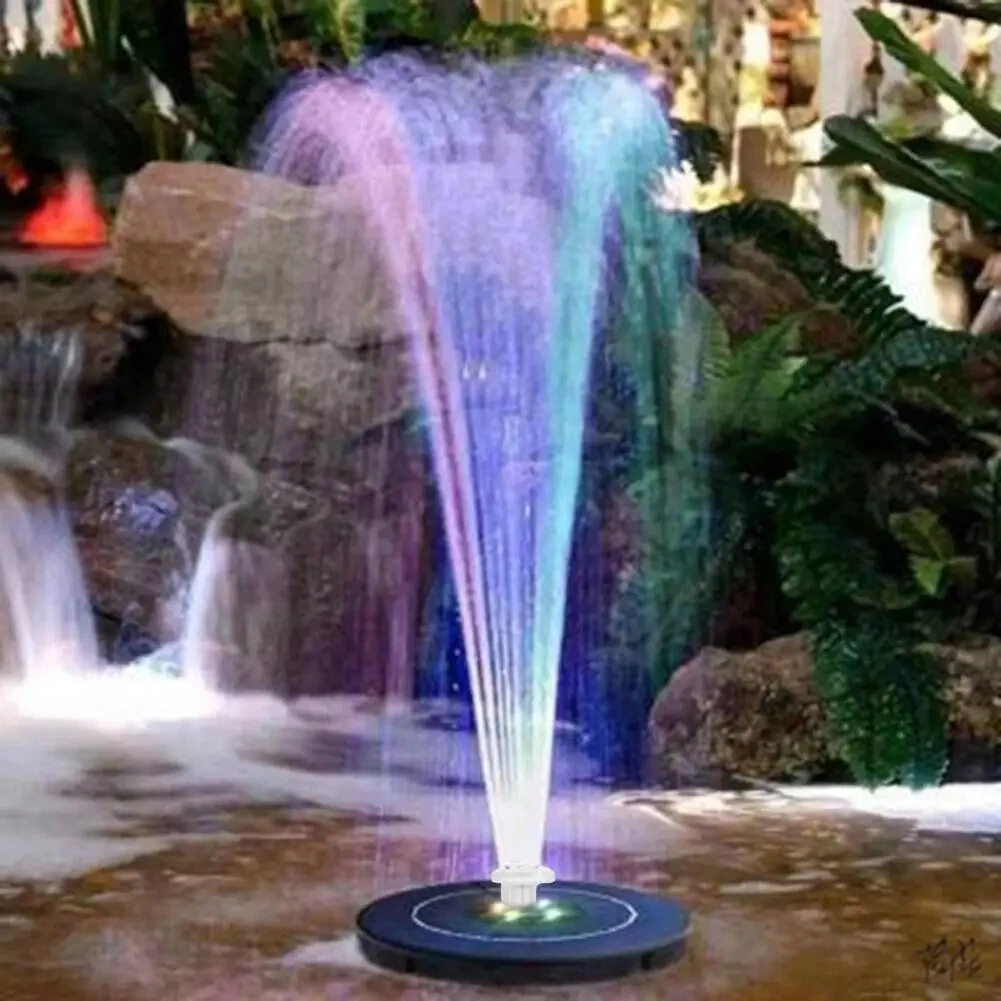 16cm Solar Floating Fountain with Lights 3W LED Solar Bird Bath Light Sensor with 6 Nozzles Auto On Off for Garden Decoration — view 4