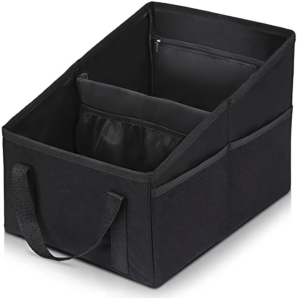 16L Car Trunk Storage Box Foldable Oxford Layout Storage Box With Handle Multifunctional Universal Seat Storage Box — image 1