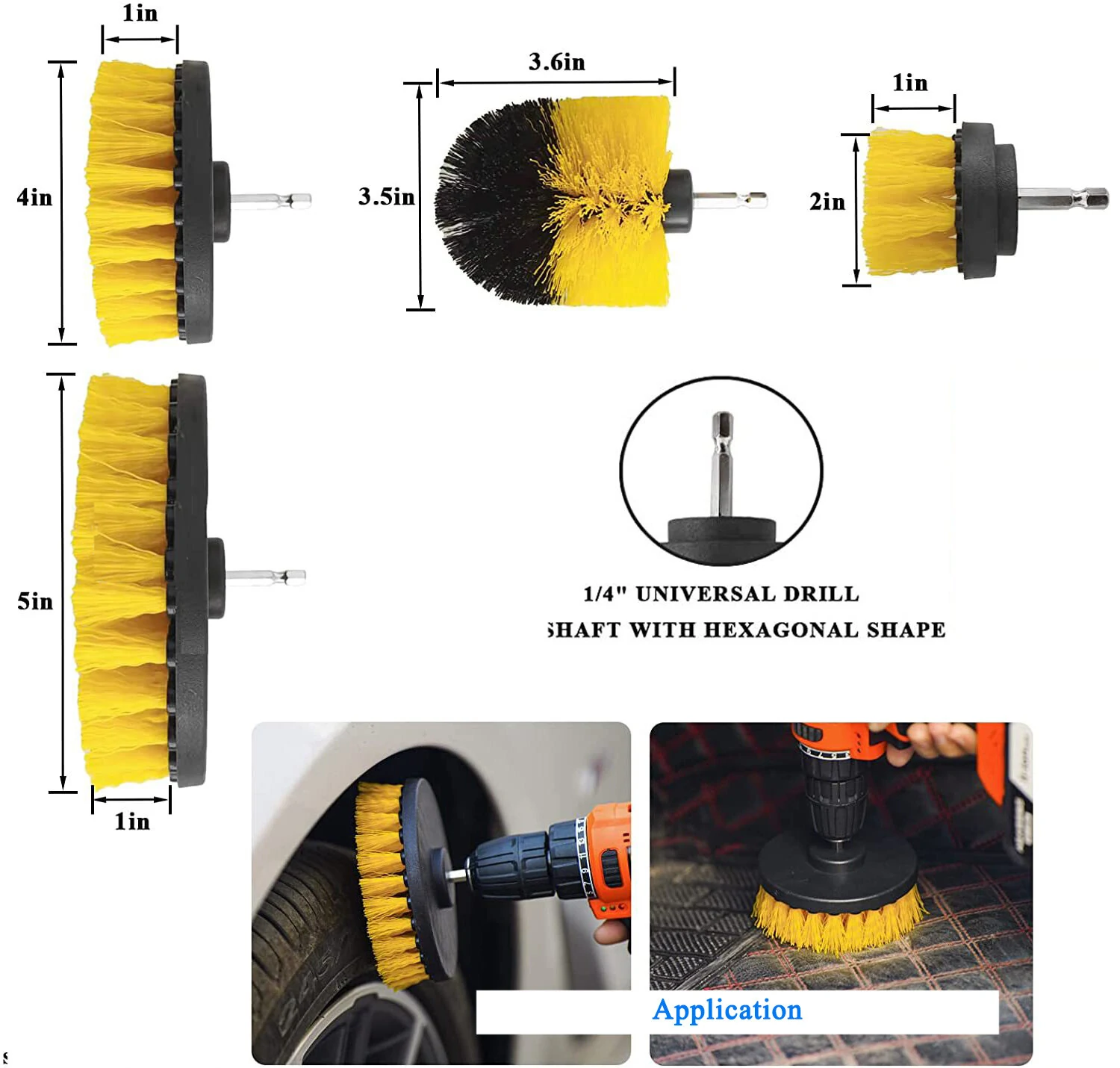 16PC/set Attachable Electric Drill Brushes for Cleaning Pool Tile Flooring Brick Ceramic Marble Grout Bathroom Car — view 2