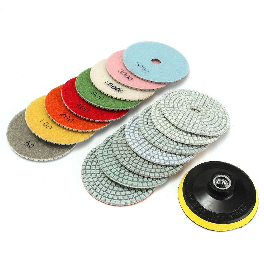 16pcs 4 Inch 50 to 10000 Grit Diamond Polishing Pads for Granite Stone Concrete Marble — view 11