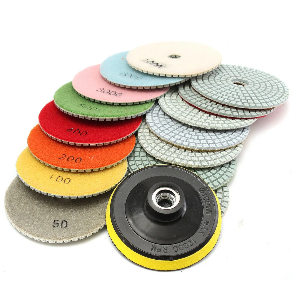 16pcs 4 Inch 50 to 10000 Grit Diamond Polishing Pads for Granite Stone Concrete Marble — view 2