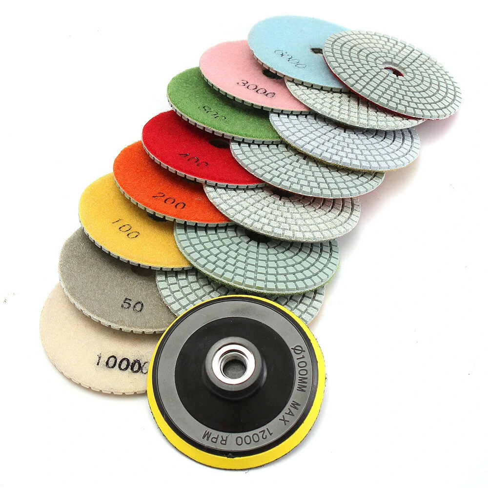 16pcs 4 Inch 50 to 10000 Grit Diamond Polishing Pads for Granite Stone Concrete Marble — view 4