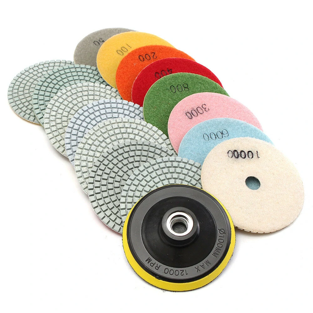 16pcs 4 Inch 50 to 10000 Grit Diamond Polishing Pads for Granite Stone Concrete Marble — view 5
