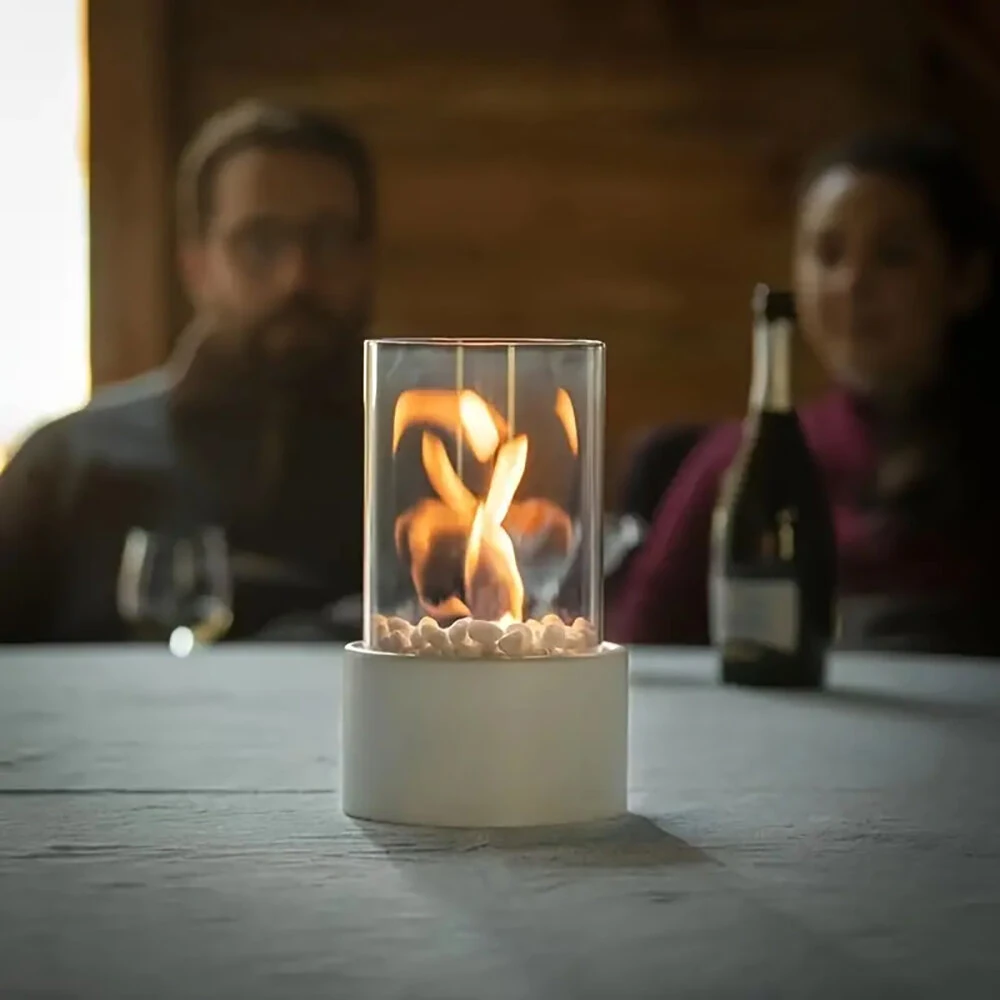 16x27cm Desktop Alcohol Fireplace Lamp Indoor Stainless Steel Small Portable Heating Stove Round Glass Creative Atmosphere Lamp — view 4