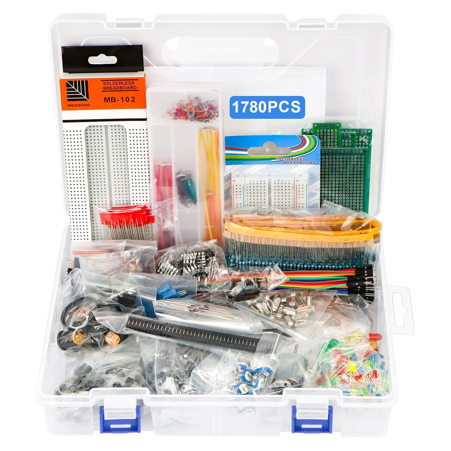1780PCS Electronic Component Kit Ultimate Edition For UNOs R3 Breadboard Jumper Wires Resistors Capacitors Diodes Transistors PCB Boards Starter Kit — image 1