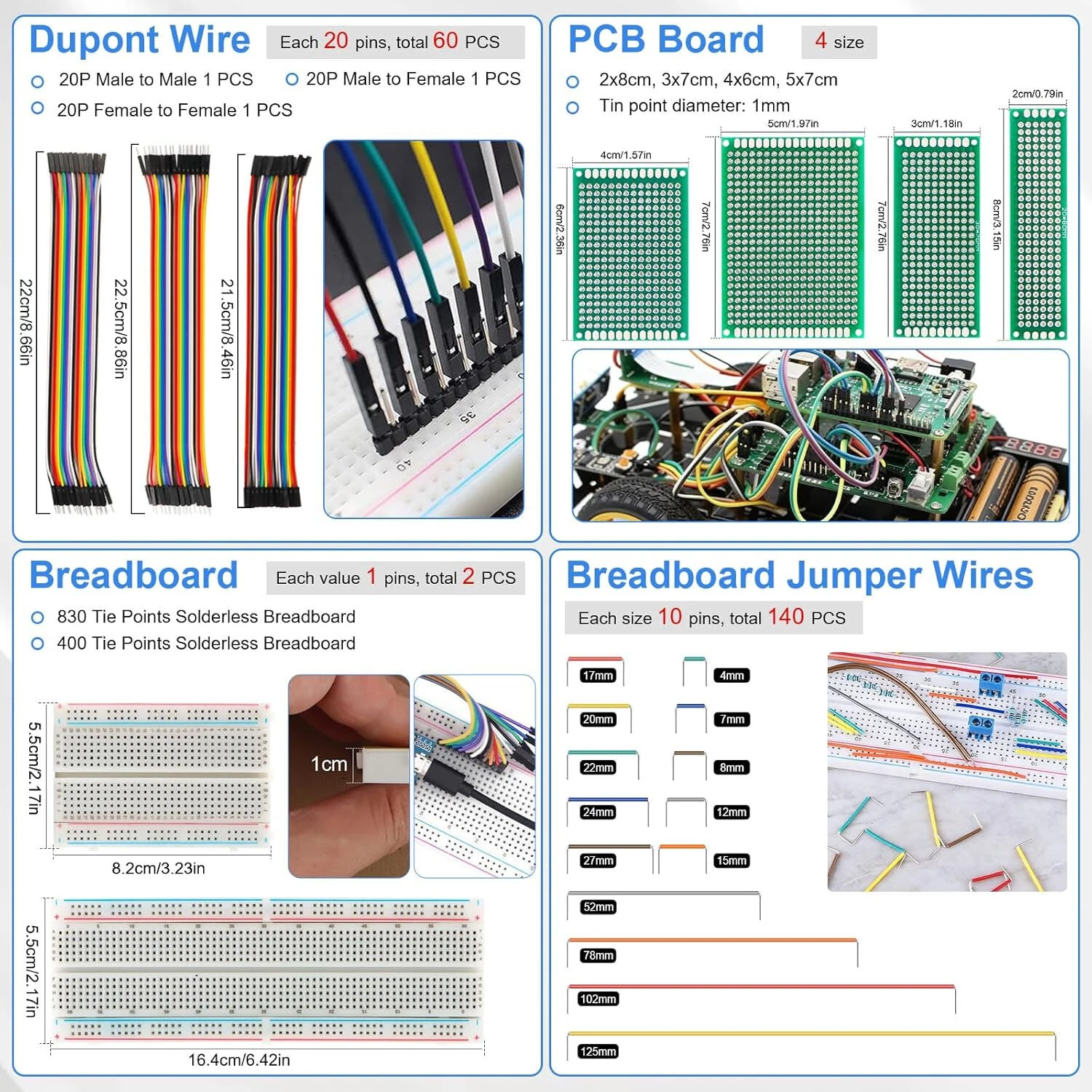 1780PCS Electronic Component Kit Ultimate Edition For UNOs R3 Breadboard Jumper Wires Resistors Capacitors Diodes Transistors PCB Boards Starter Kit — view 5