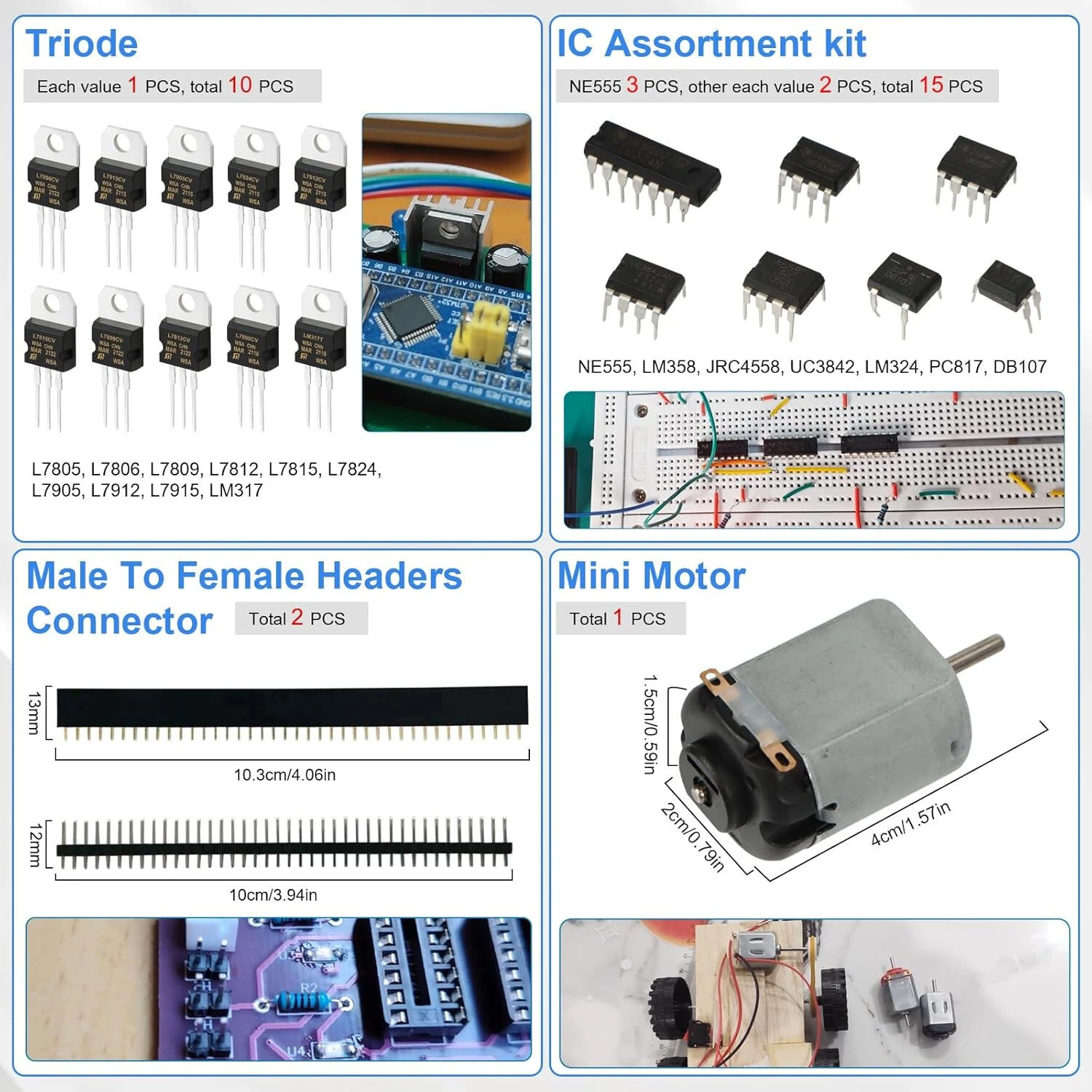 1780PCS Electronic Component Kit Ultimate Edition For UNOs R3 Breadboard Jumper Wires Resistors Capacitors Diodes Transistors PCB Boards Starter Kit — view 7