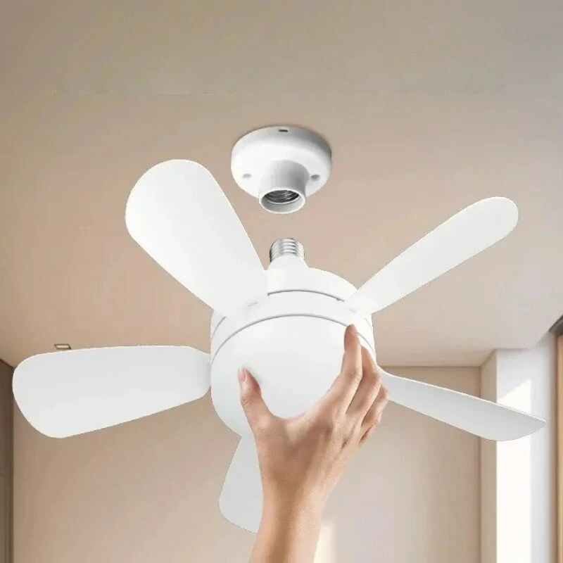 18 Inch E27 Screw Head Fan Light Remote Control Three Color Dimming Detachable Fan Leaf Household Silent Small Fan Light — view 2