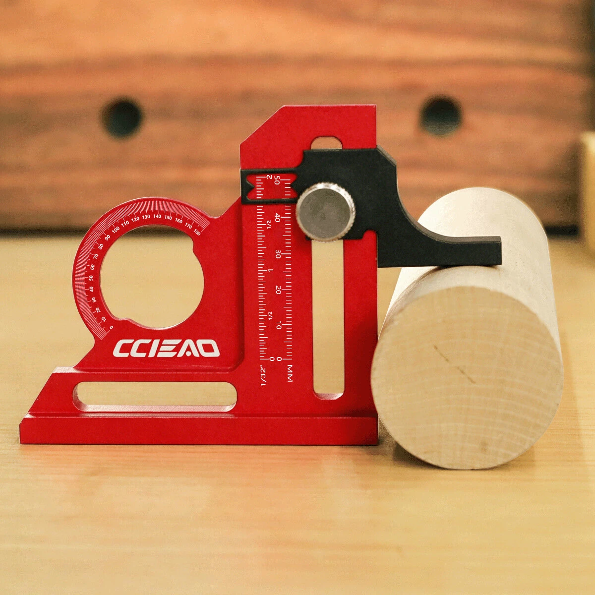 180° Height Gauge Dual-Scale Inch/mm on Column Sliding Marking Depth Measurement Angle Finder Scribing Ruler for Woodworking — view 3