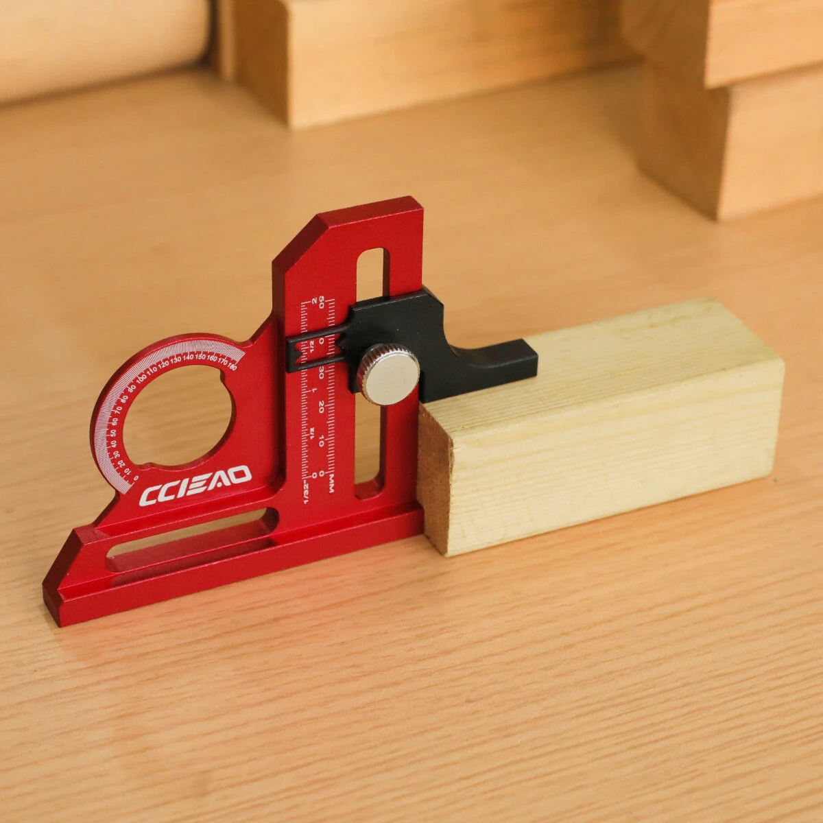 180° Height Gauge Dual-Scale Inch/mm on Column Sliding Marking Depth Measurement Angle Finder Scribing Ruler for Woodworking — view 4