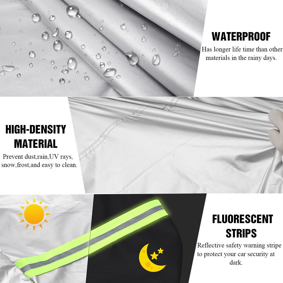 190T Car Cover Indoor Outdoor Snow Sun UV Snow Dust Resistant Protection Universal — view 5