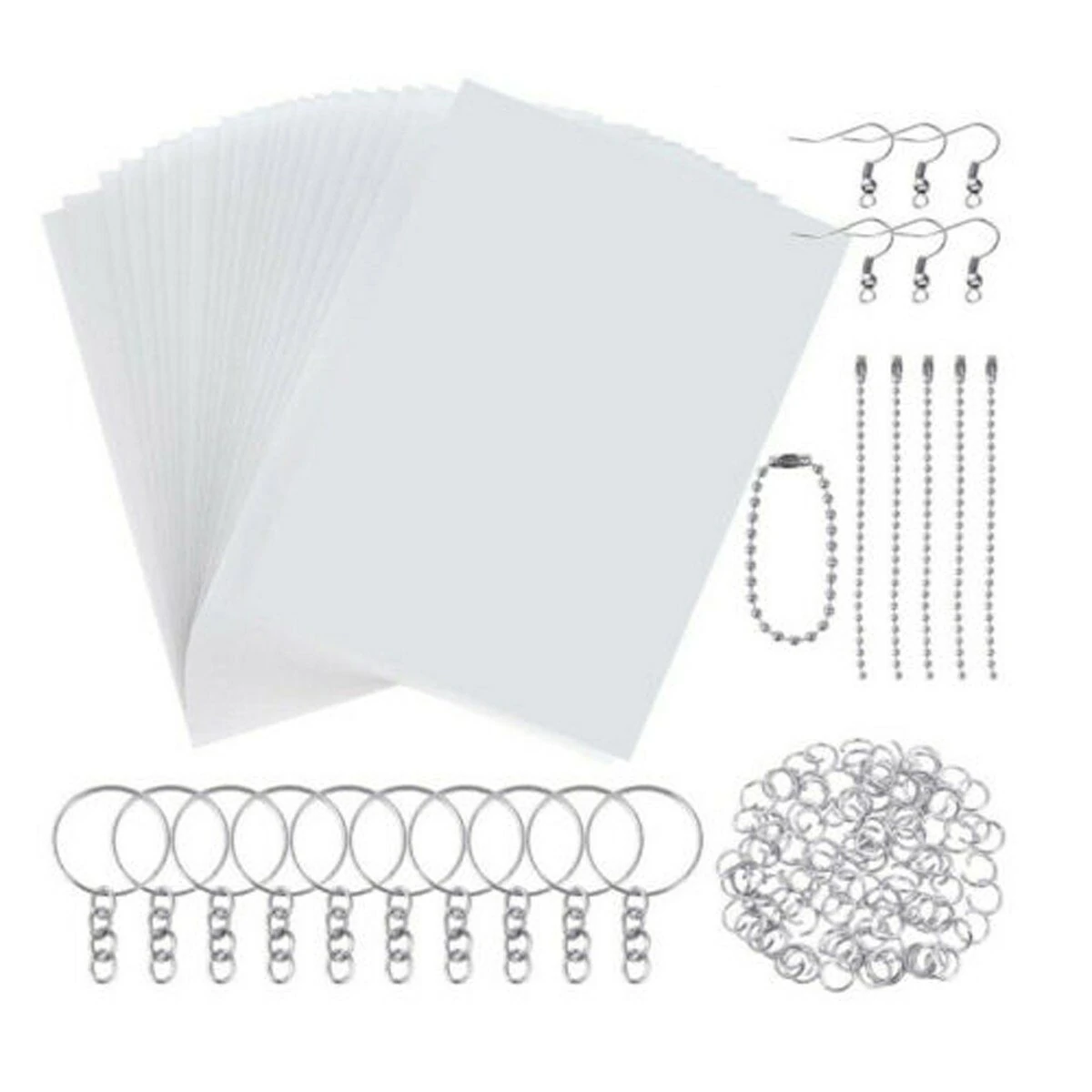 198Pcs/145Pcs/33Pcs DIY Heat Shrink Plastic Sheet Kit Shrinky Art Paper Hole Punch Keychains Pencils — view 3
