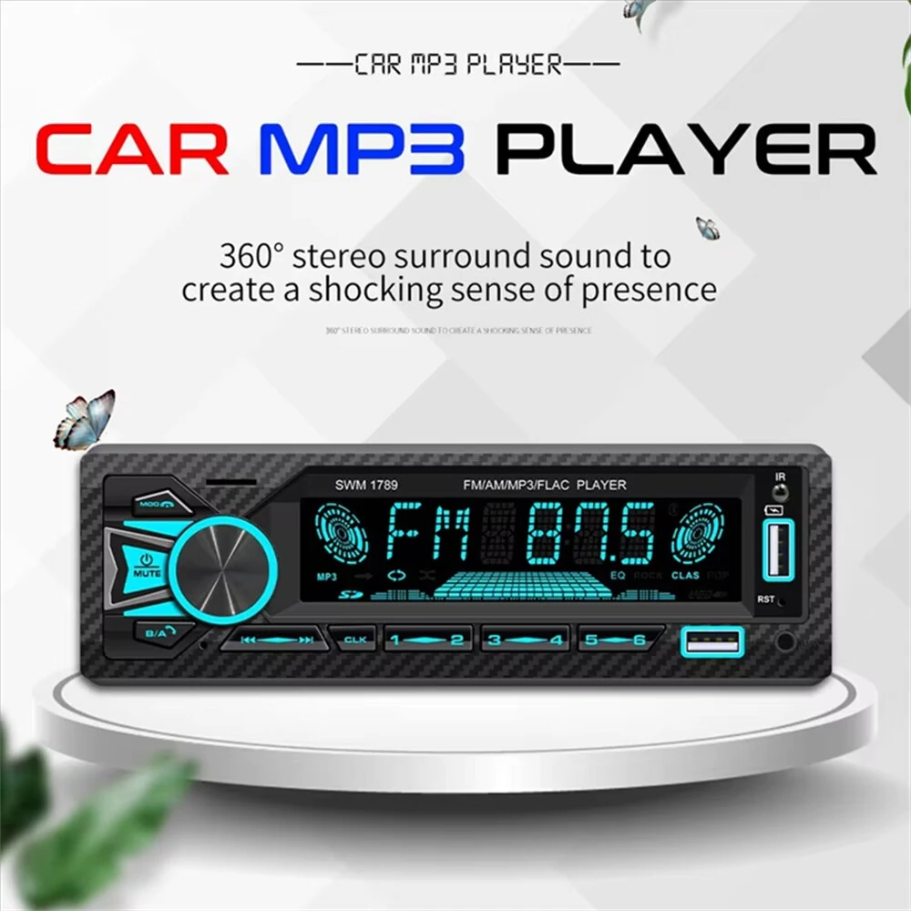 1Din Car Stereo Bluetooth MP3 Player FM Receiver High Power 4 x 60W AUX USB TF Card Hands Free Calling LCD Screen EQ Sound Effects — view 2