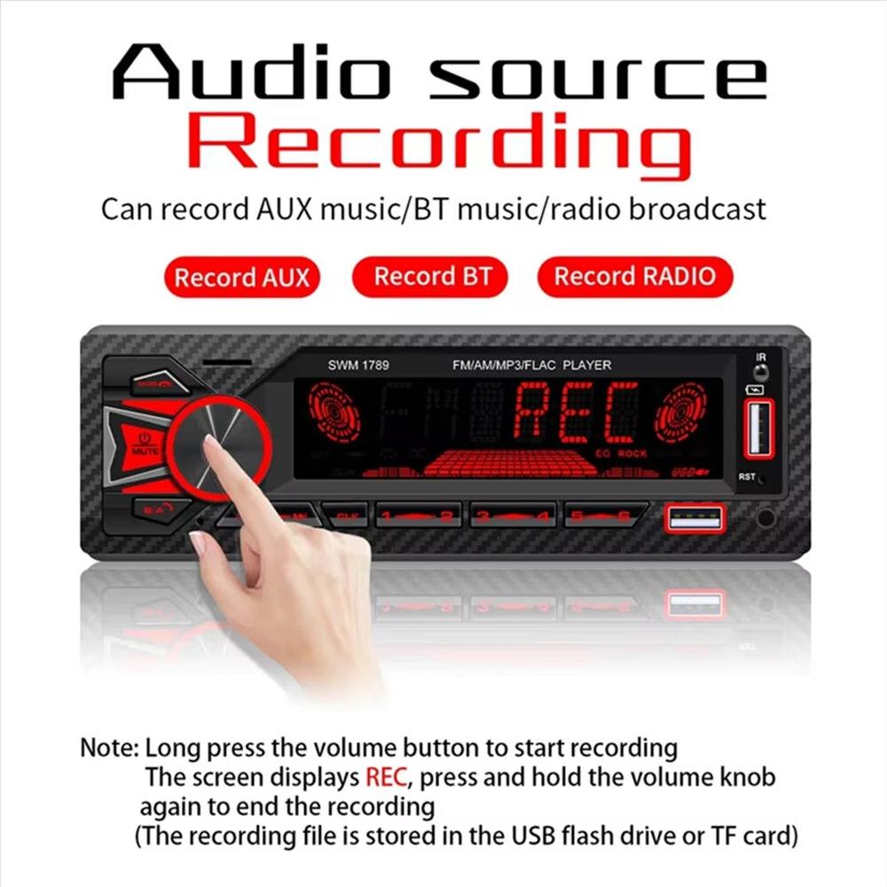 1Din Car Stereo Bluetooth MP3 Player FM Receiver High Power 4 x 60W AUX USB TF Card Hands Free Calling LCD Screen EQ Sound Effects — view 5