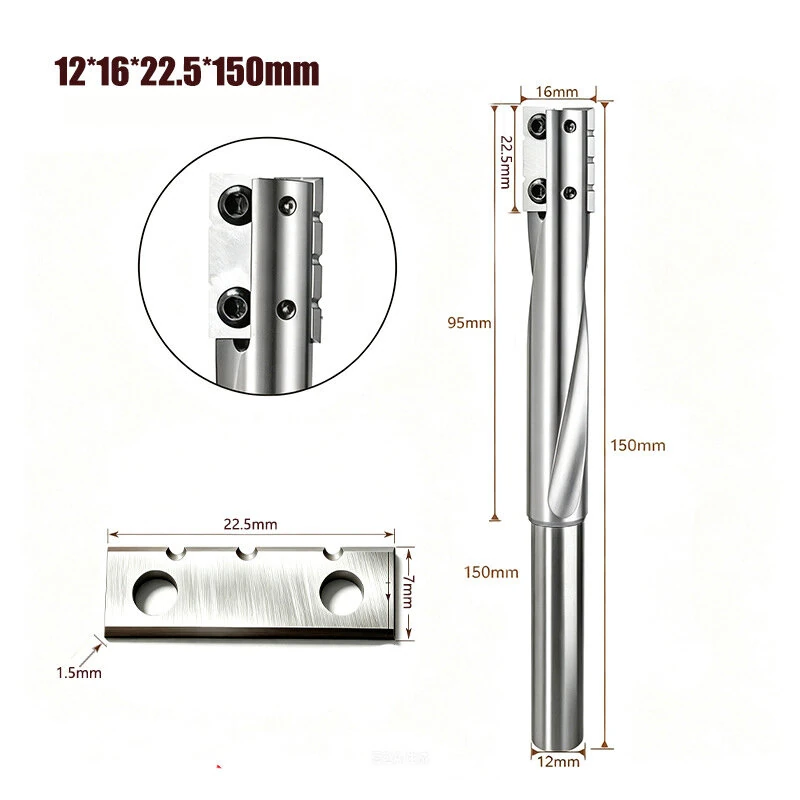 1PC 12mm Shank Spiral Mortise Cutter Bit for Door Lock Through Hole Chip Removal Bottom Cleaning Tungsten Carbide End Mill for Laminate MDF Plywood Hardwood Softwood CNC Electric Router — view 3