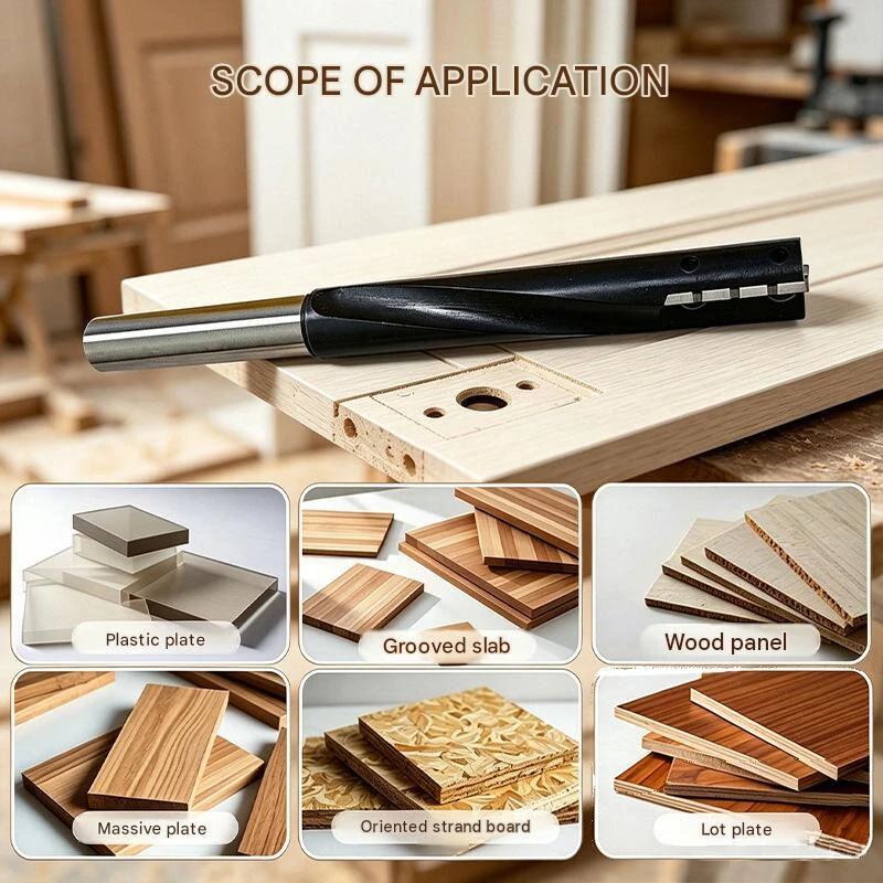 1PC 12mm Shank Spiral Mortise Cutter Bit for Door Lock Through Hole Chip Removal Bottom Cleaning Tungsten Carbide End Mill for Laminate MDF Plywood Hardwood Softwood CNC Electric Router — view 6