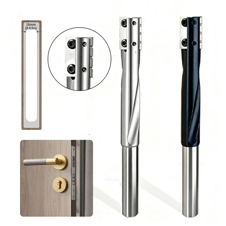 1PC 12mm Shank Spiral Mortise Cutter Bit for Door Lock Through Hole Chip Removal Bottom Cleaning Tungsten Carbide End Mill for Laminate MDF Plywood Hardwood Softwood CNC Electric Router — view 9