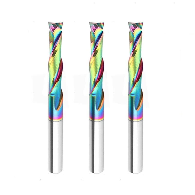 1pc Coating Carbide Milling Cutter 8mm Shank 2 Flutes Compression Router Bits CNC Spiral Milling Cutter For Wood Acrylic — view 10