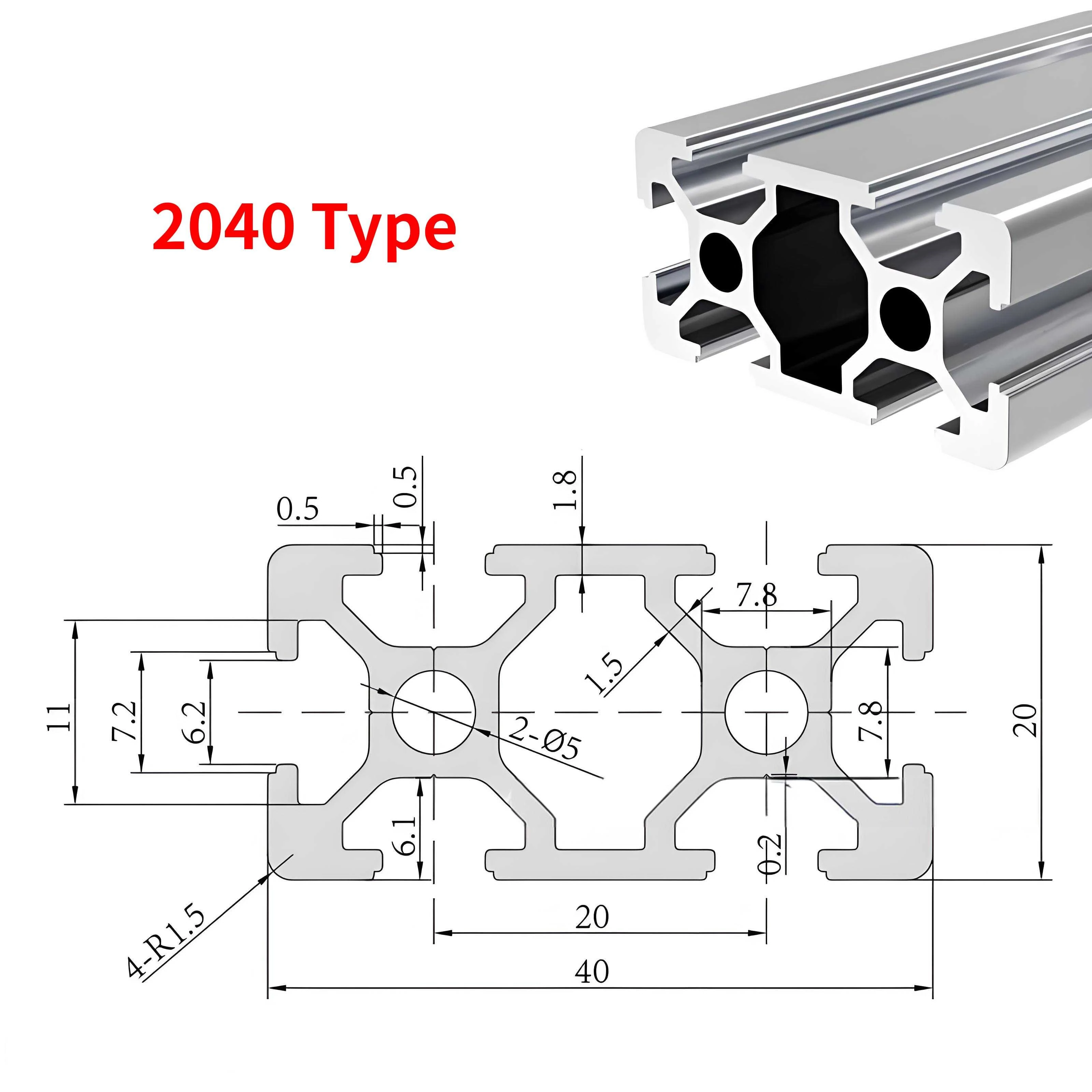 1PC T-slot 2040 Aluminum Profile EU Standard Extrusion 500mm Linear Rail for CNC 3D Printer Woodworking DIY — view 2