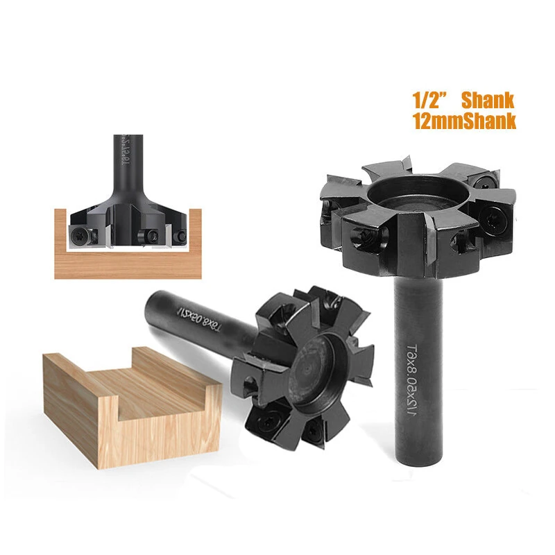 1PCS 6 Flute Spoilboard Cutter Replaceable Insert Bottom Cleaning Router Bit 1/2 Inch 12mm Shank 10mm Cutting Length Tungsten Carbide Woodworking Milling Cutter — view 2
