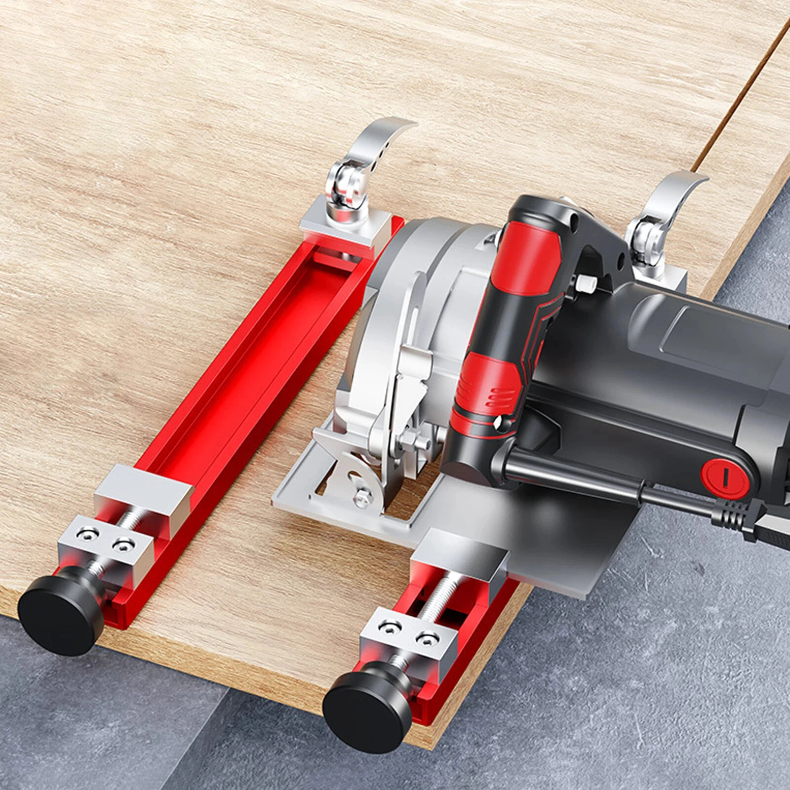 1pcs Adjustable Circular Saw Guide Rail Aluminum Alloy Cutting Track With Two-Way Locking Clamp One-Button Positioning Tool For Woodworking Engraving — view 9