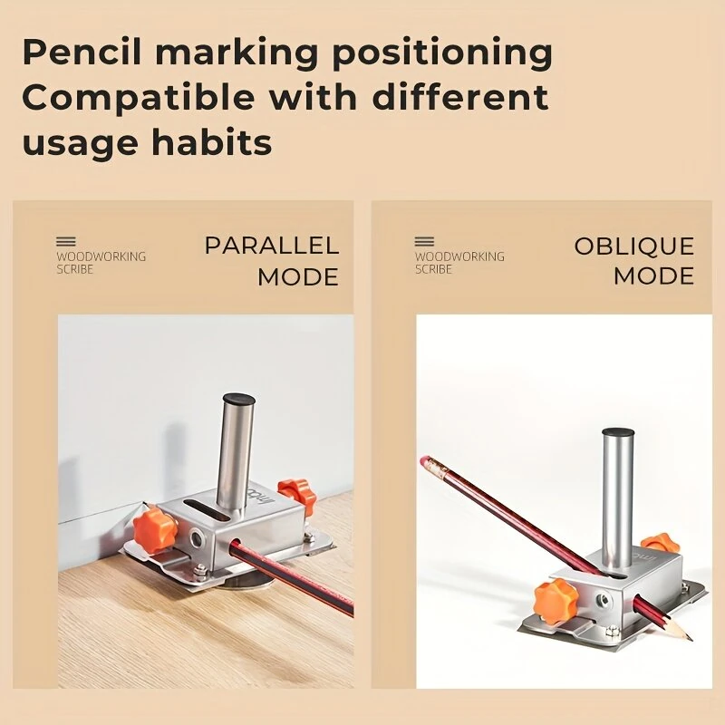 1PCS Adjustable Wood Scribe 0-70mm Parallel Line Marker Stainless Steel Drawing Tool for Woodworking Gypsum Board Cutting and Locating Assistant — view 4